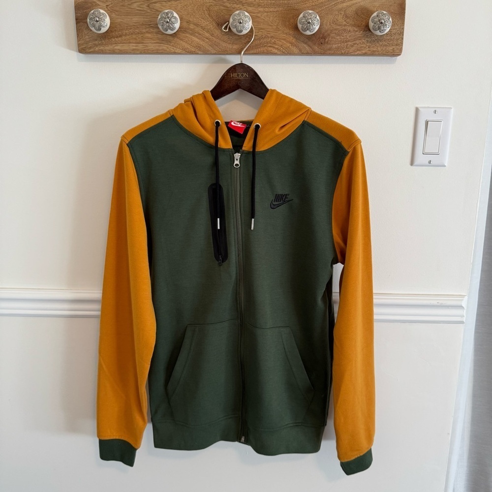 Nike Green and Yellow Zip Up Sweater Athleisure small Streetwear